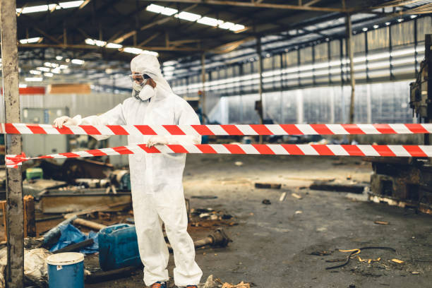Professional Sewage Cleanup technician working in Geneva, OH